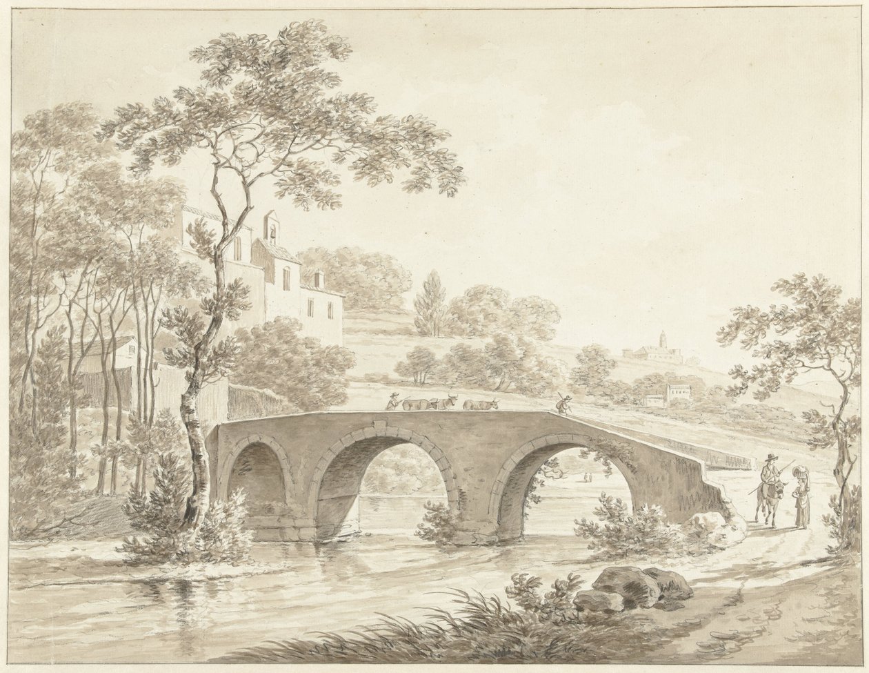 Roma Campagna'daki Narni'deki Tiber üzerindeki köprü by Daniël Dupré