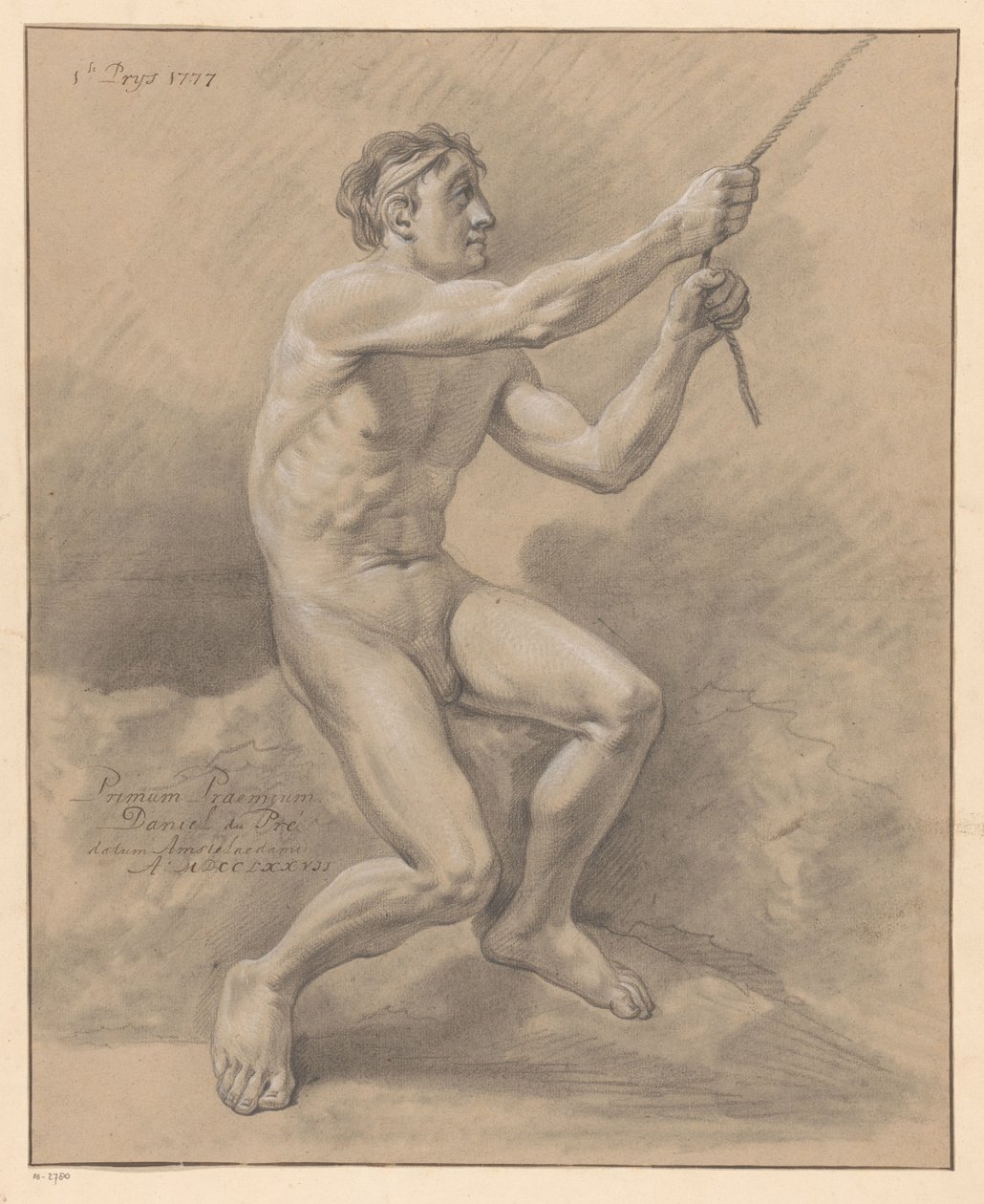 Oturan Erkek Çıplak, Yan Görünüm (1. Ödül 1777) by Daniël Dupré