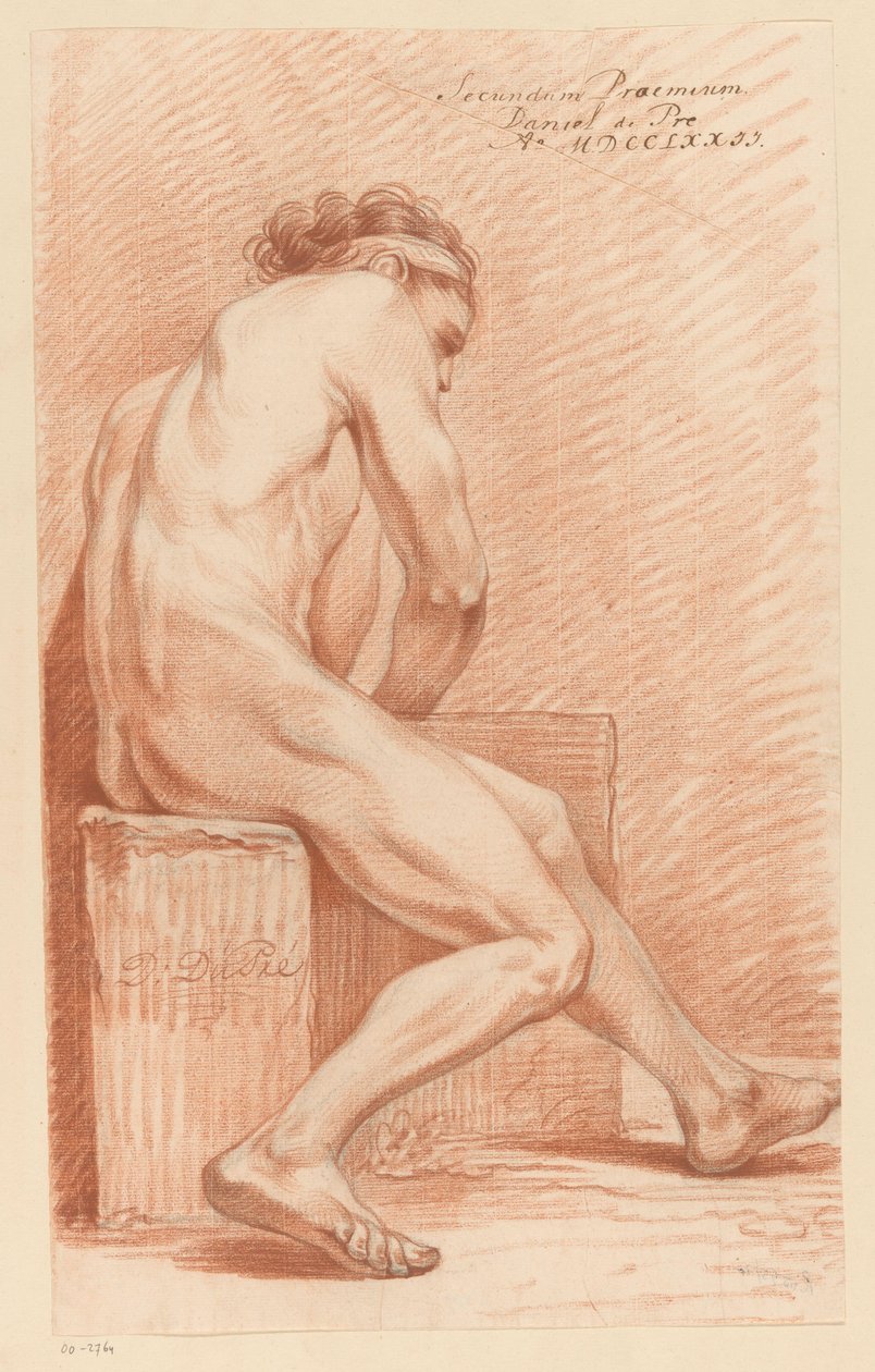 Oturan Erkek Çıplak, Yan Görünüm (2. Ödül 1772) by Daniël Dupré