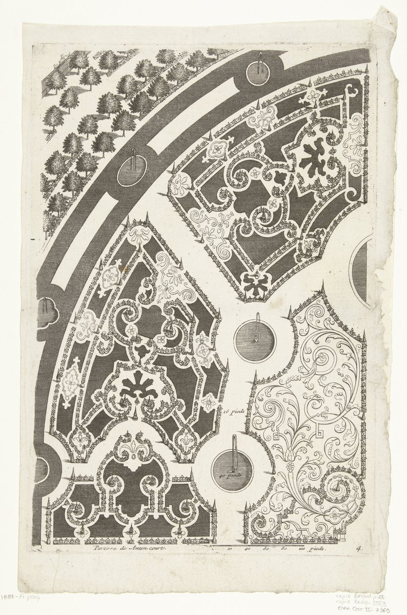 Parterre van Hampton Mahkemesi Nouveux liure de parterres (başlık serisi) by Daniël Marot (I)