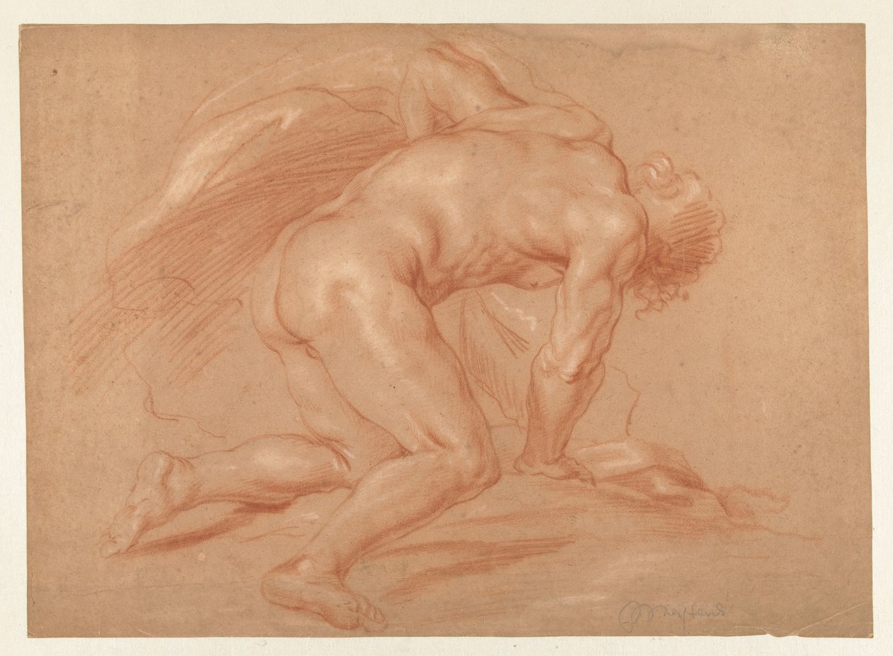 diz çökmüş erkek çıplak by Daniël Mijtens (II) (attributed to)