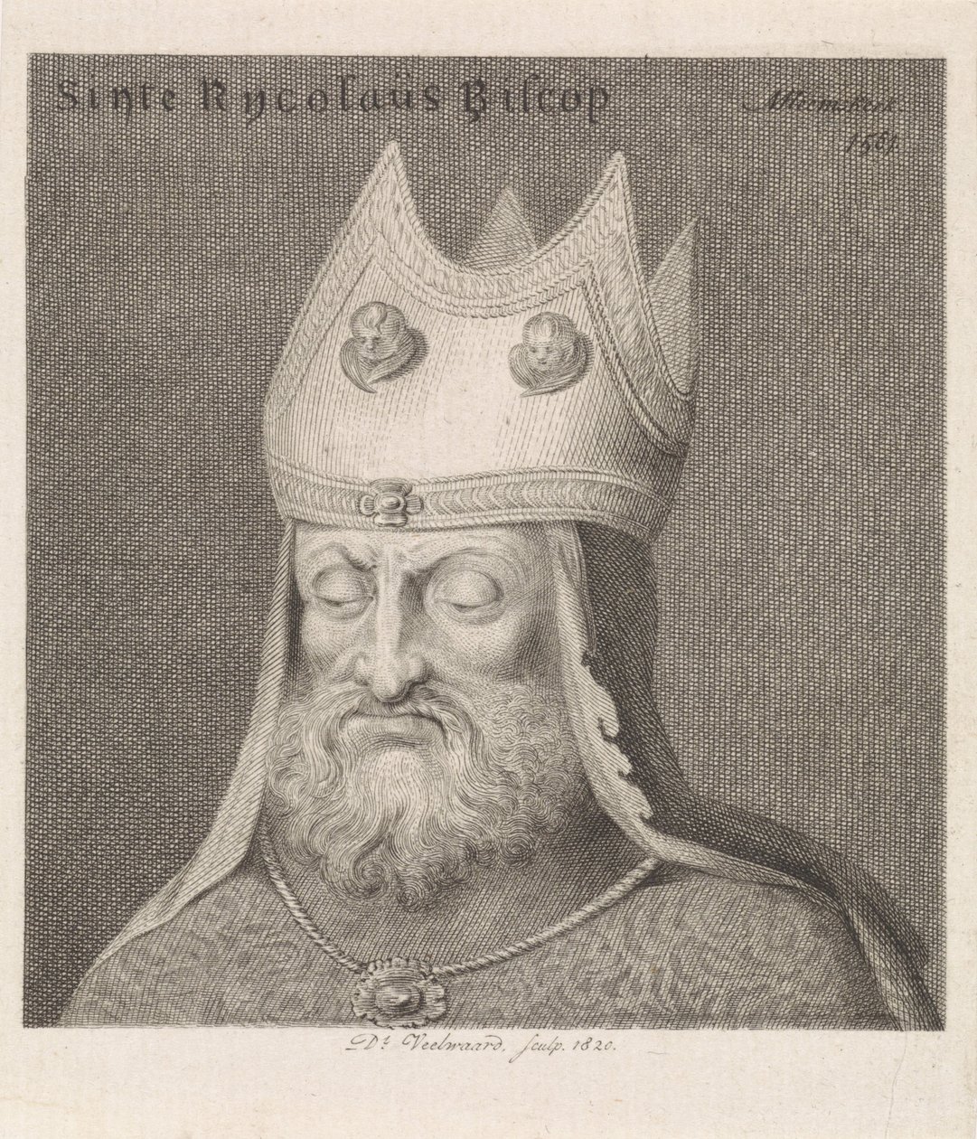 Bir piskoposun portresi Sinte Rycolaus Biscop (nesne üzerindeki başlık) by Daniël Veelwaard (I)