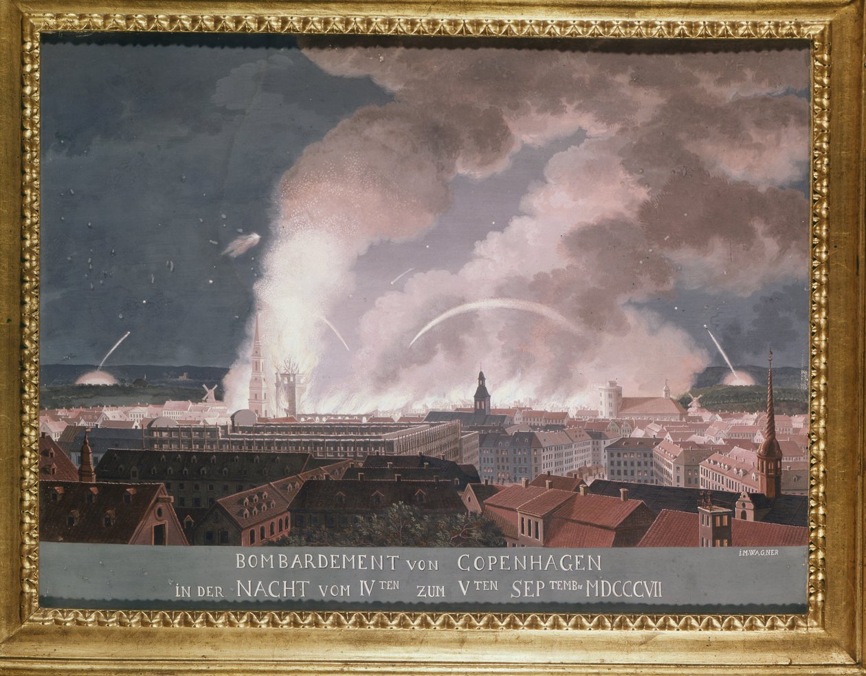 İkinci Kopenhag Savaşı (veya Kopenhag Bombardımanı) 1807 by Danish School