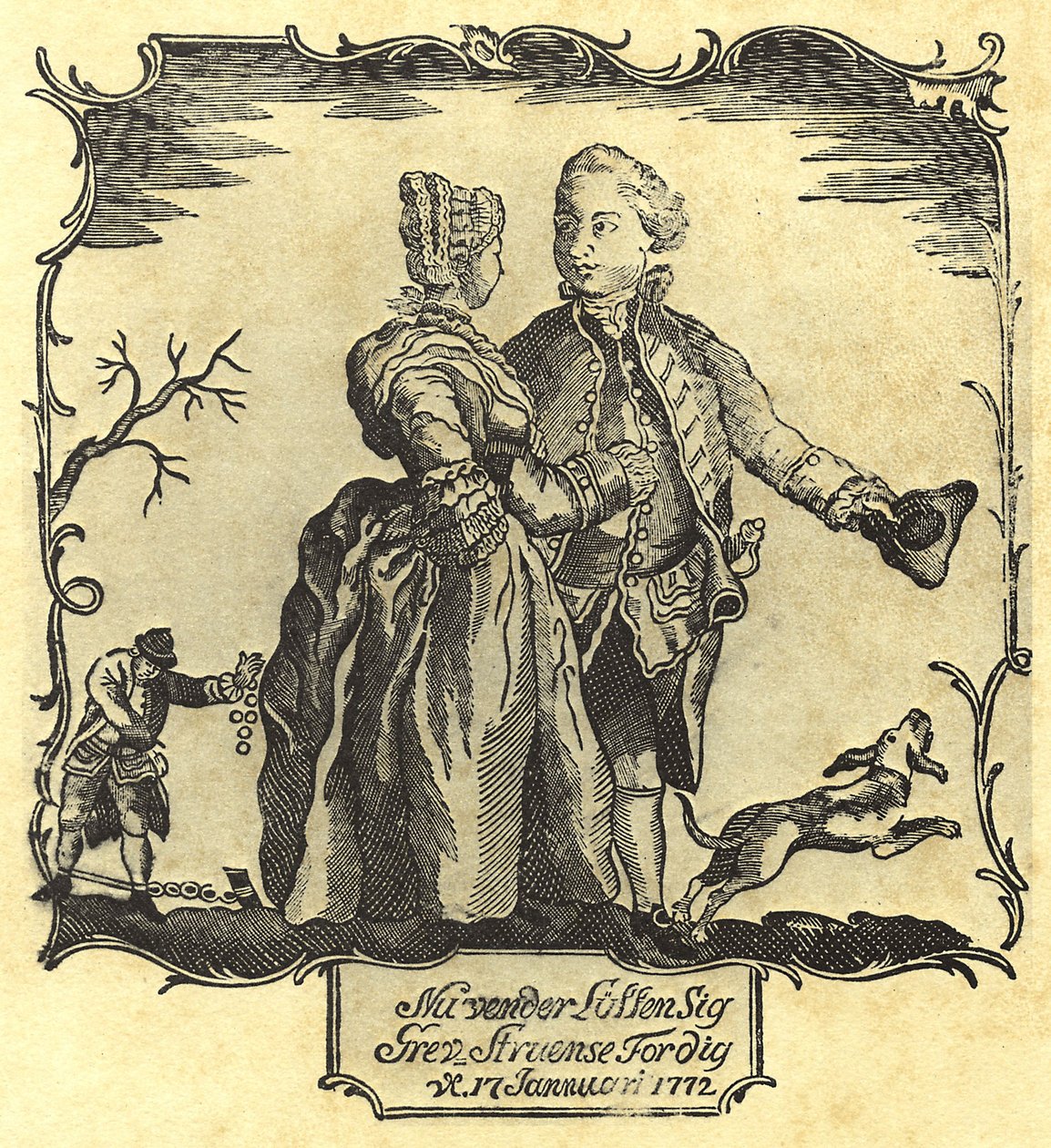 Şans Size Dönüyor Kont Struensee! 1772 (tahta baskı) by Danish School