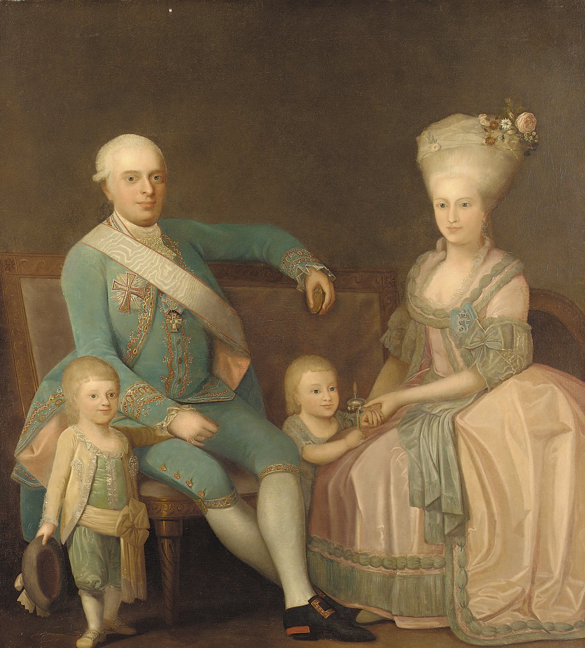 Engel Ernst von Schack, karısı Mette Pauline von Schack, nee Rosenorn ve çocukları olduğuna inanılan bir aile grubunun portresi by Danish School