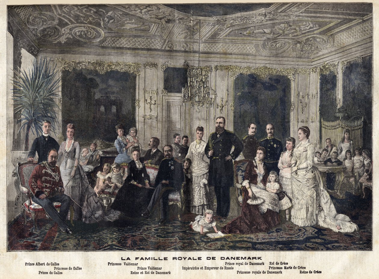 Danimarka Kraliyet Ailesi (renkli gravür) by Danish School