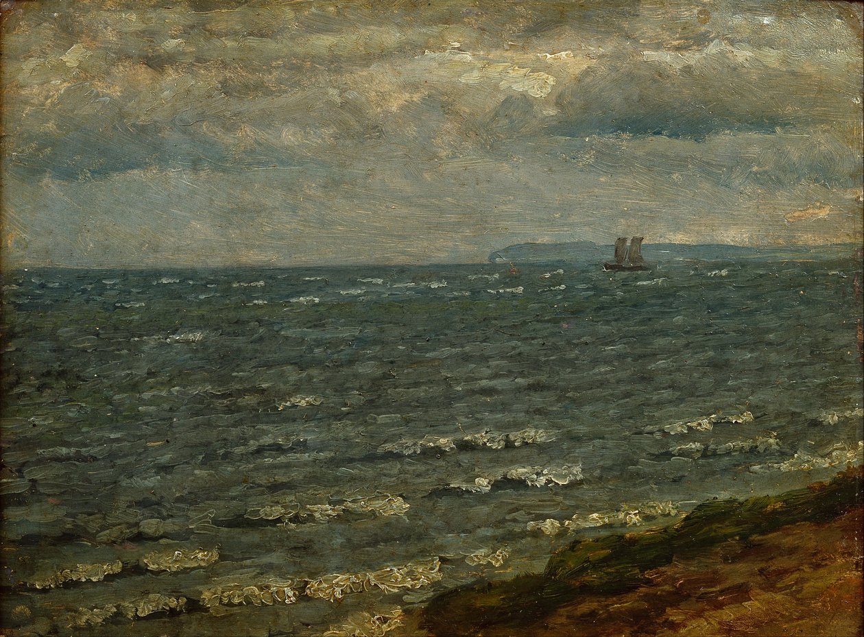 Yaklaşan yağmur ile deniz manzarası. Lillebælt by Dankvart Dreyer