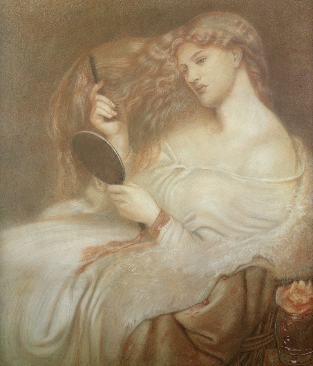 Leydi Lilith, c.1867-68 (kağıt üzerine kırmızı ve siyah tebeşir) by Dante Gabriel Charles Rossetti