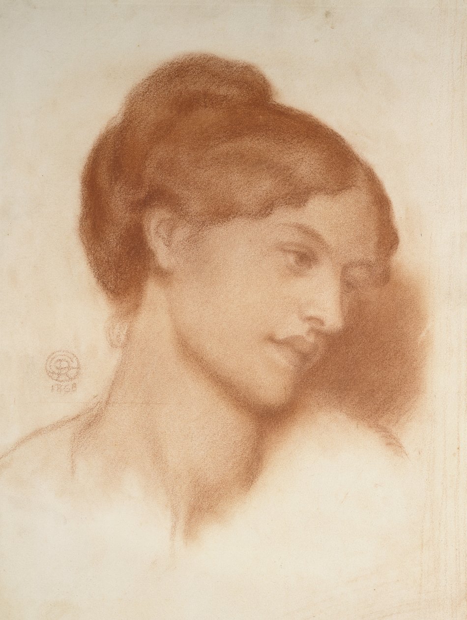Bayan Murray Marks'ın portresi, 1868 (kirli beyaz kağıt üzerine kırmızı tebeşir) by Dante Gabriel Charles Rossetti