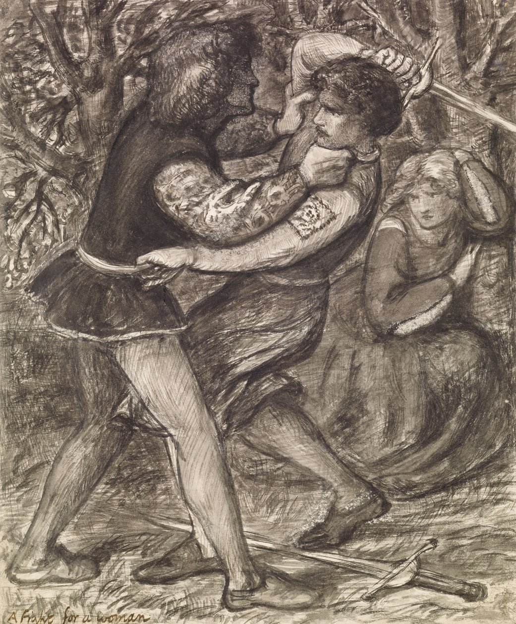 Bir Kadın İçin Bir Dövüş by Dante Gabriel Charles Rossetti