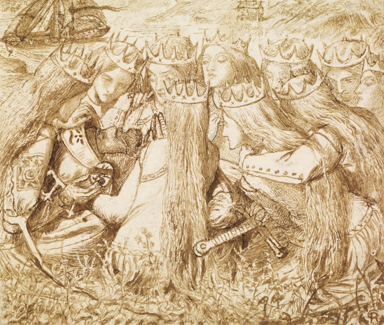 Moxons Tennyson için tasarım by Dante Gabriel Charles Rossetti