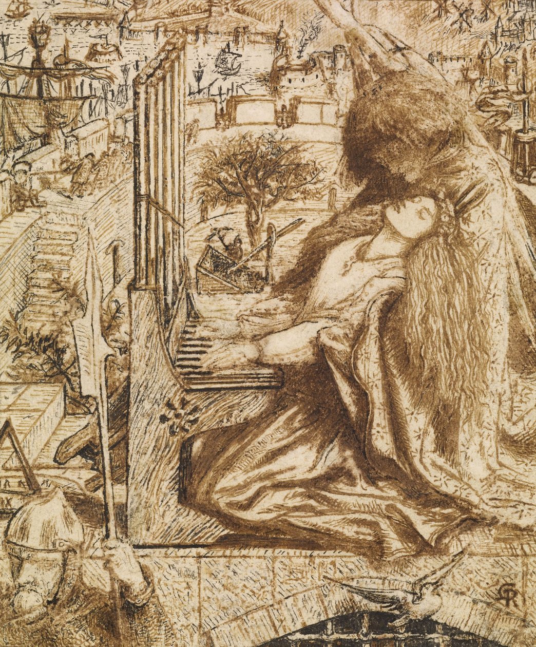 Moxons Tennyson için tasarım by Dante Gabriel Charles Rossetti