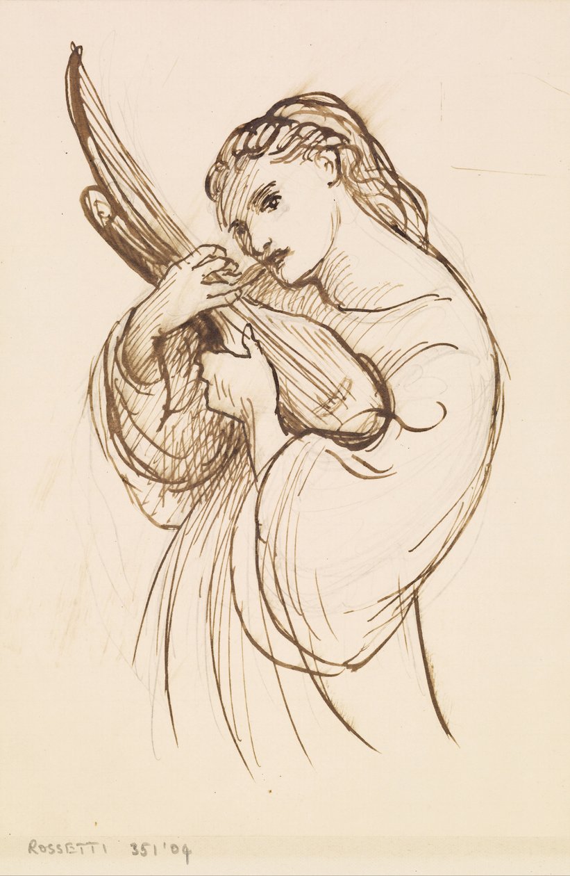 Bir müzik aleti olan kız by Dante Gabriel Charles Rossetti