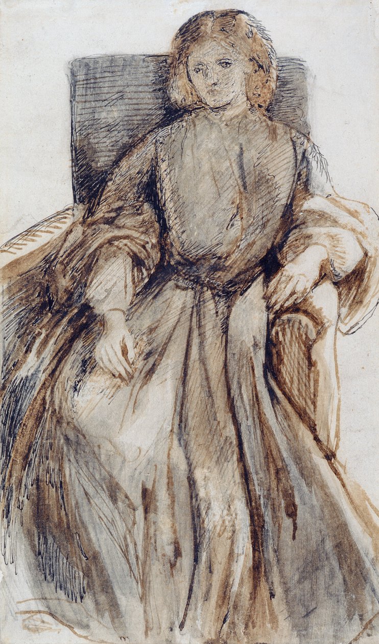 Bayan Elizabeth Siddal (kalem ve mürekkep ve kağıt üzerinde yıkama) by Dante Gabriel Charles Rossetti