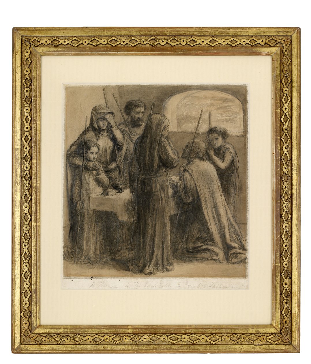 Joseph ve Zacharias'ın Evinde Bir Fısıh Bayramı, yaklaşık 1850 (grafit ve kalem ve siyah mürekkep ve beyaz kağıt üzerine gri astar) by Dante Gabriel Charles Rossetti