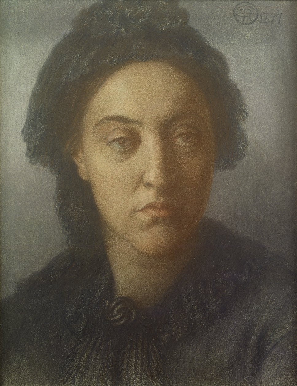 Christina Rossetti, 1877 (kağıt üzerinde renkli tebeşirler) by Dante Gabriel Charles Rossetti