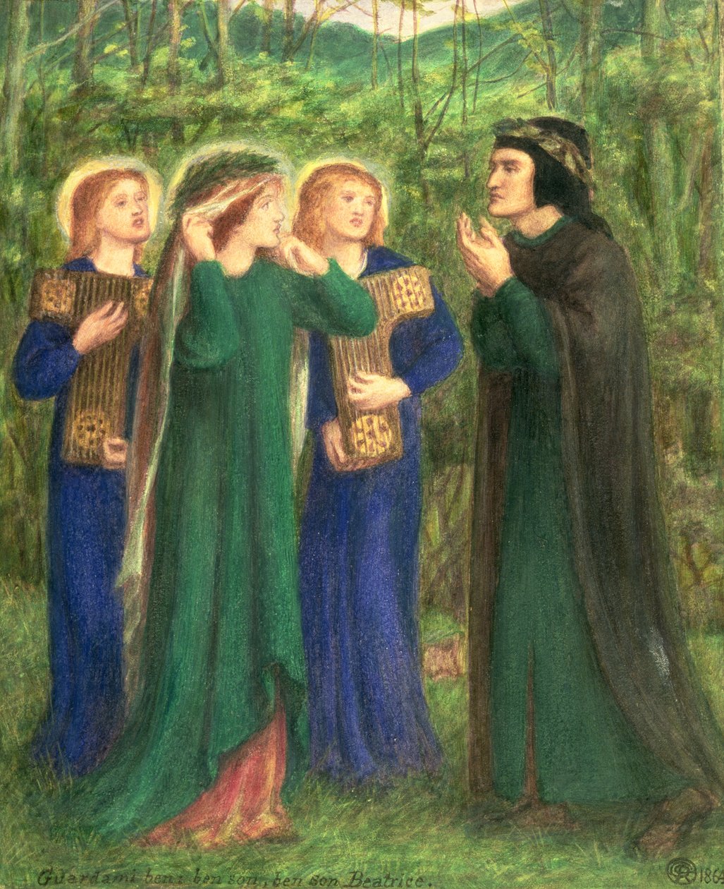 Dante, Beatrice ile Buluşuyor by Dante Gabriel Charles Rossetti