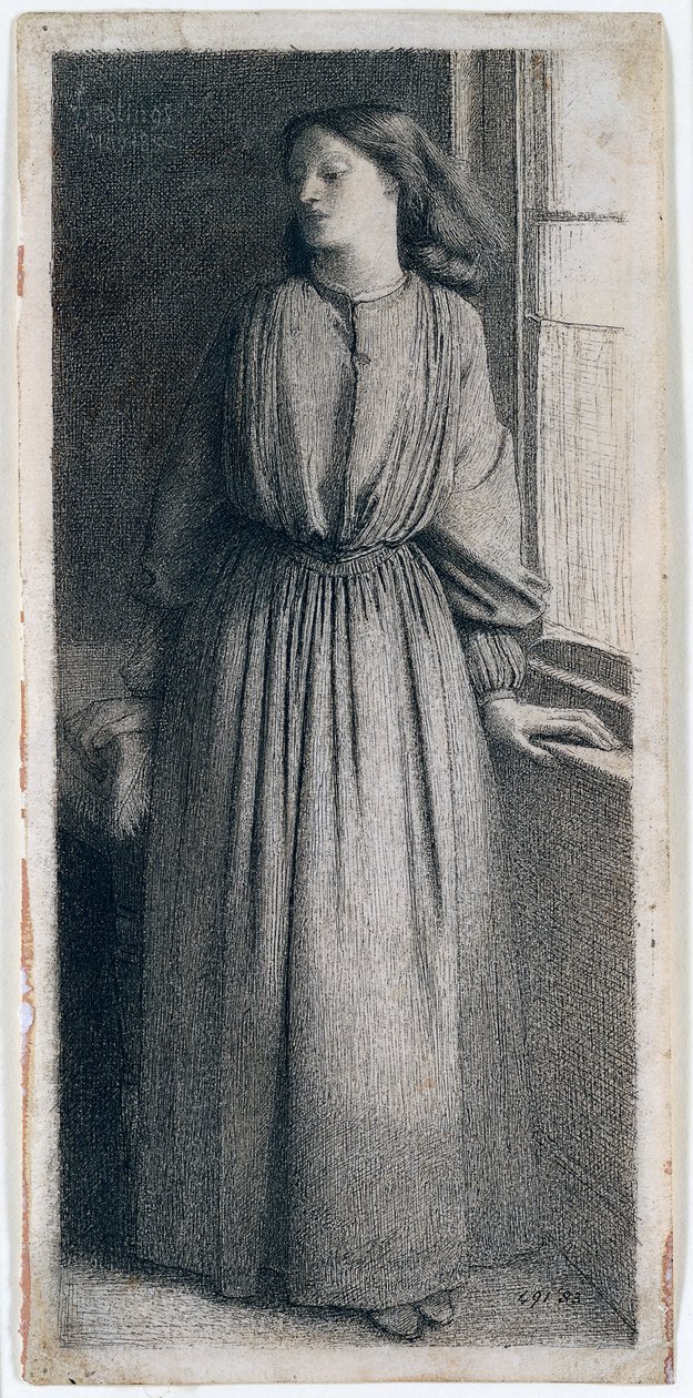 Elizabeth Siddal bir pencerede duruyor by Dante Gabriel Charles Rossetti