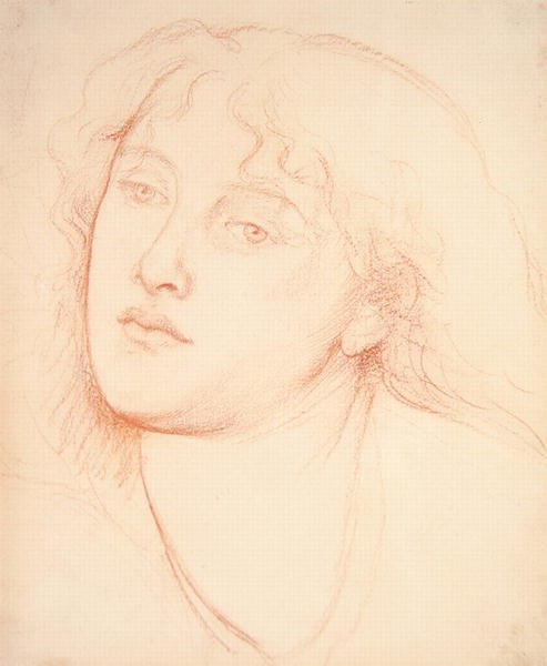 Bir kadının başı (kağıt üzerinde kırmızı tebeşir) by Dante Gabriel Charles Rossetti