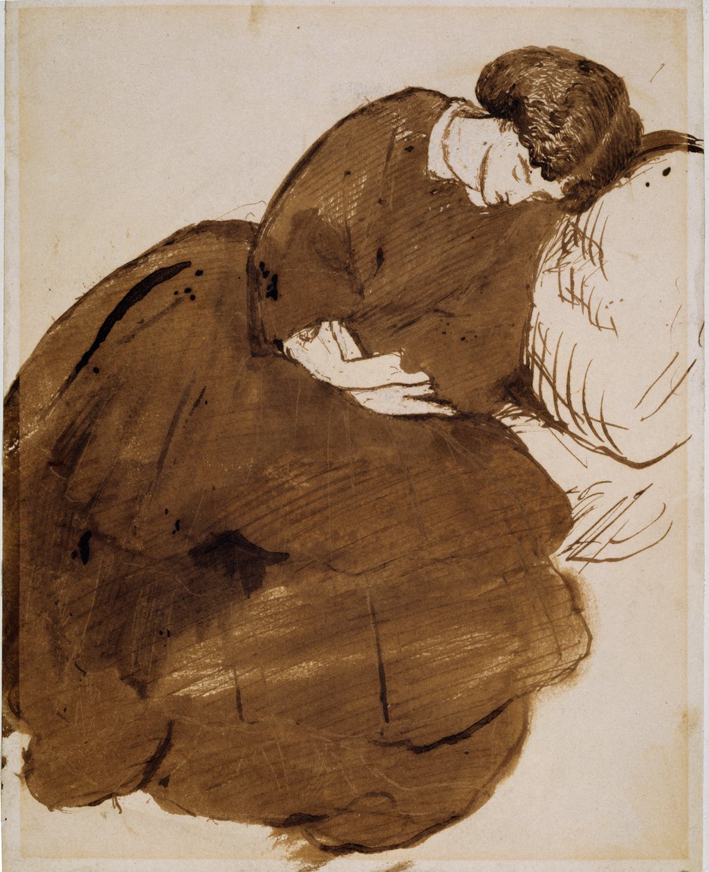 Jane Morris (1839-1914) (kalem, mürekkep ve kağıt üzerinde yıkama) by Dante Gabriel Charles Rossetti