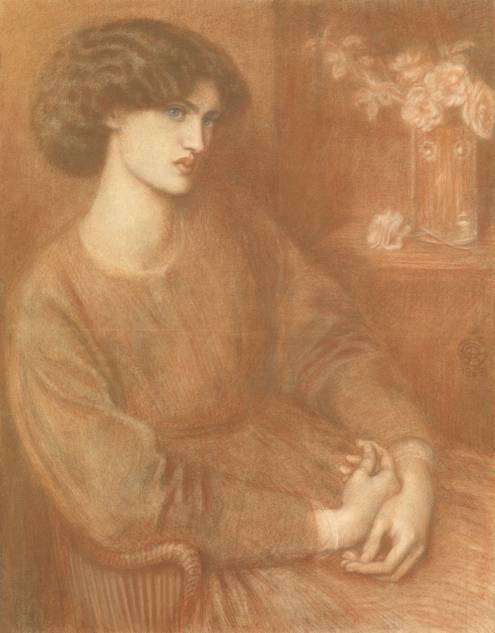 Jane Morris, 1868 (renkli tebeşirler) by Dante Gabriel Charles Rossetti