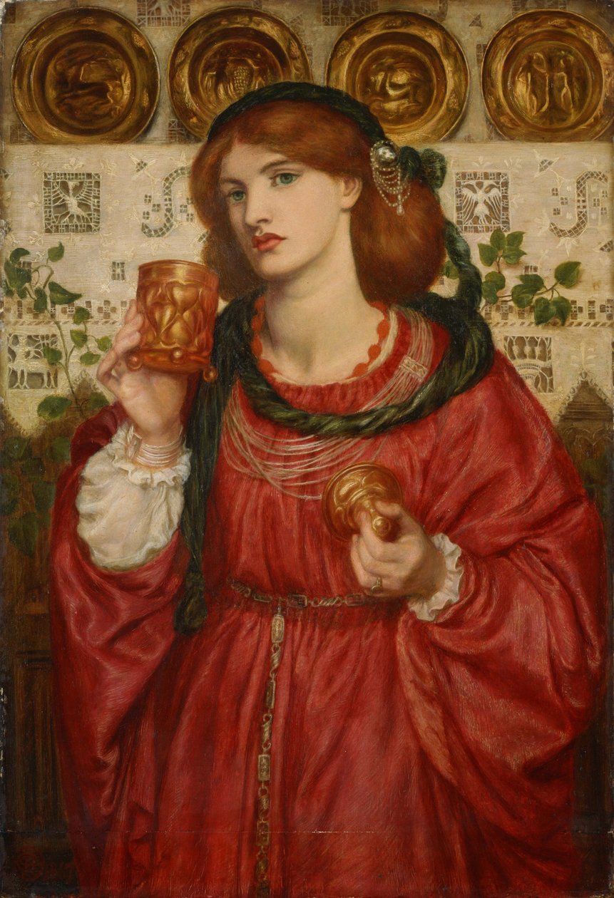 Aşk Kupası - Dante Gabriel Rossetti (1828-1882), ahşap üzerine yağlı boya tablosu by Dante Gabriel Charles Rossetti