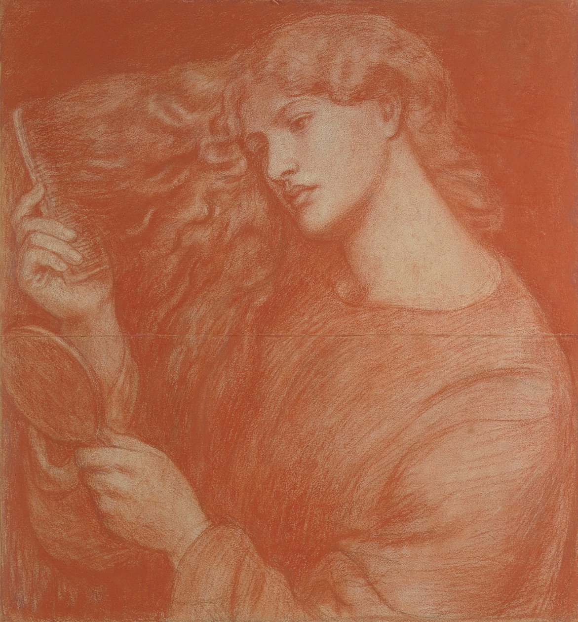 Leydi Lilith (kağıt üzerinde kırmızı tebeşir) by Dante Gabriel Charles Rossetti