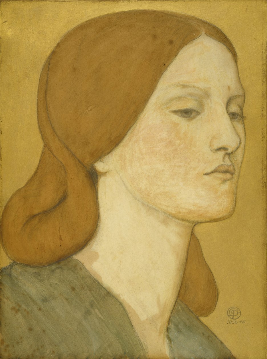 No.1575 Yeşil elbiseli bir kızın başı (Elizabeth Siddal), 1850-65 by Dante Gabriel Charles Rossetti