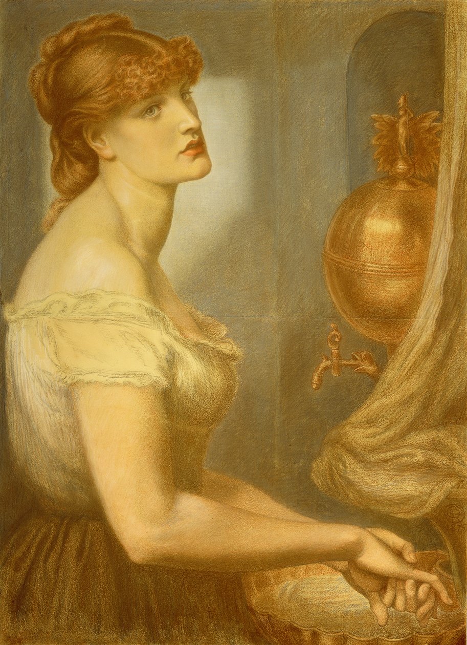 La Bella Mano için çalışma by Dante Gabriel Charles Rossetti