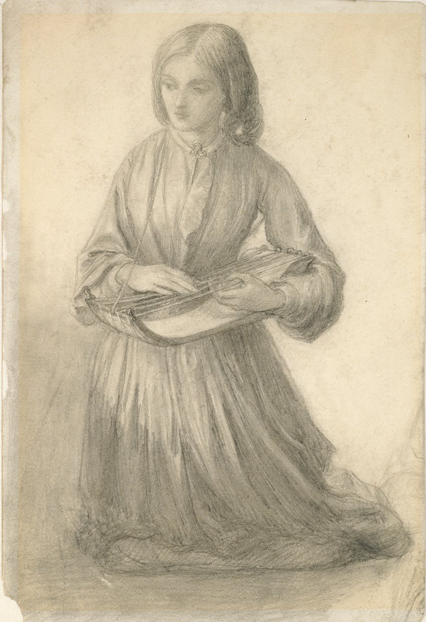 Yaylı Enstrüman çalan Elizabeth Siddal, c1852 by Dante Gabriel Rossetti