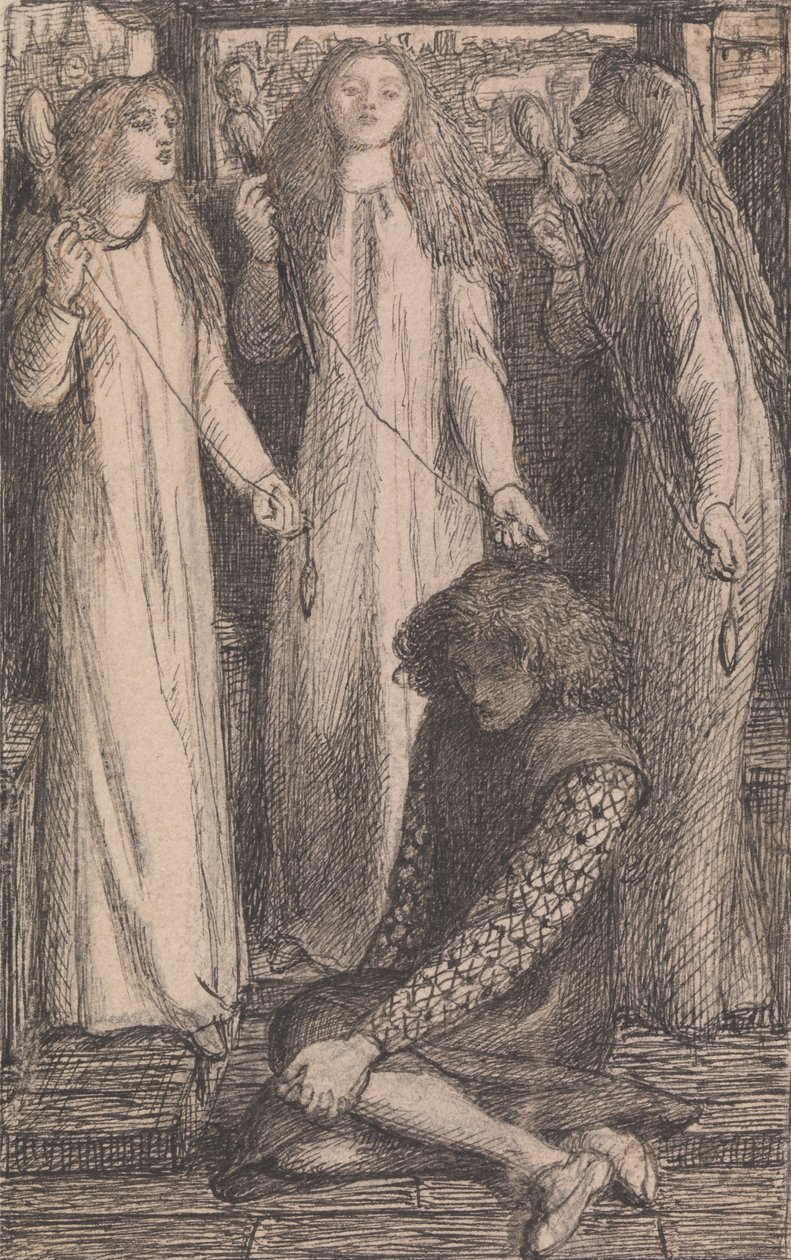 Elfen-Mere Hizmetçilerine Örnek by Dante Gabriel Rossetti