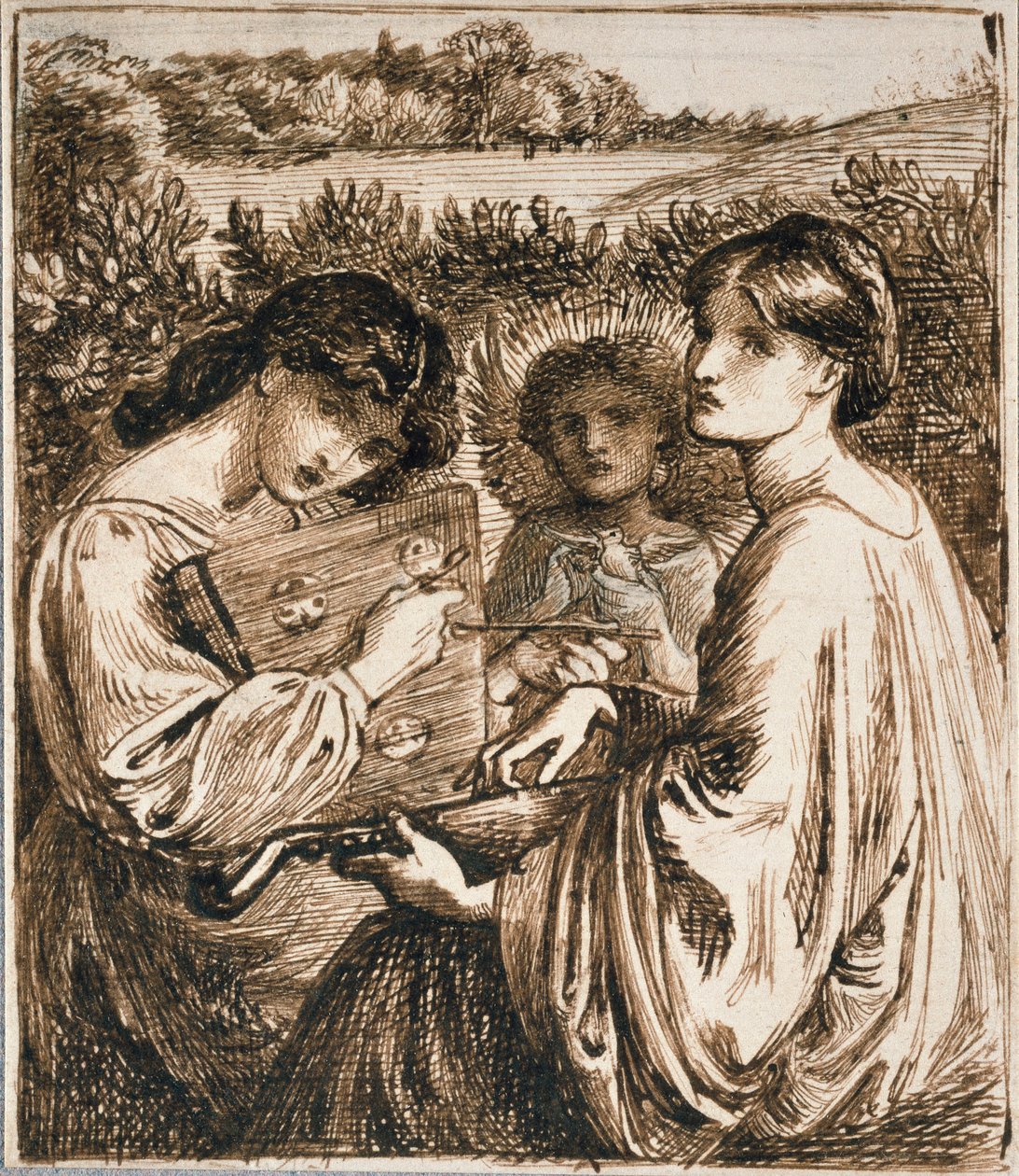 Bower Meadow için çalışma, 19. yüzyılın sonlarında by Dante Gabriel Rossetti