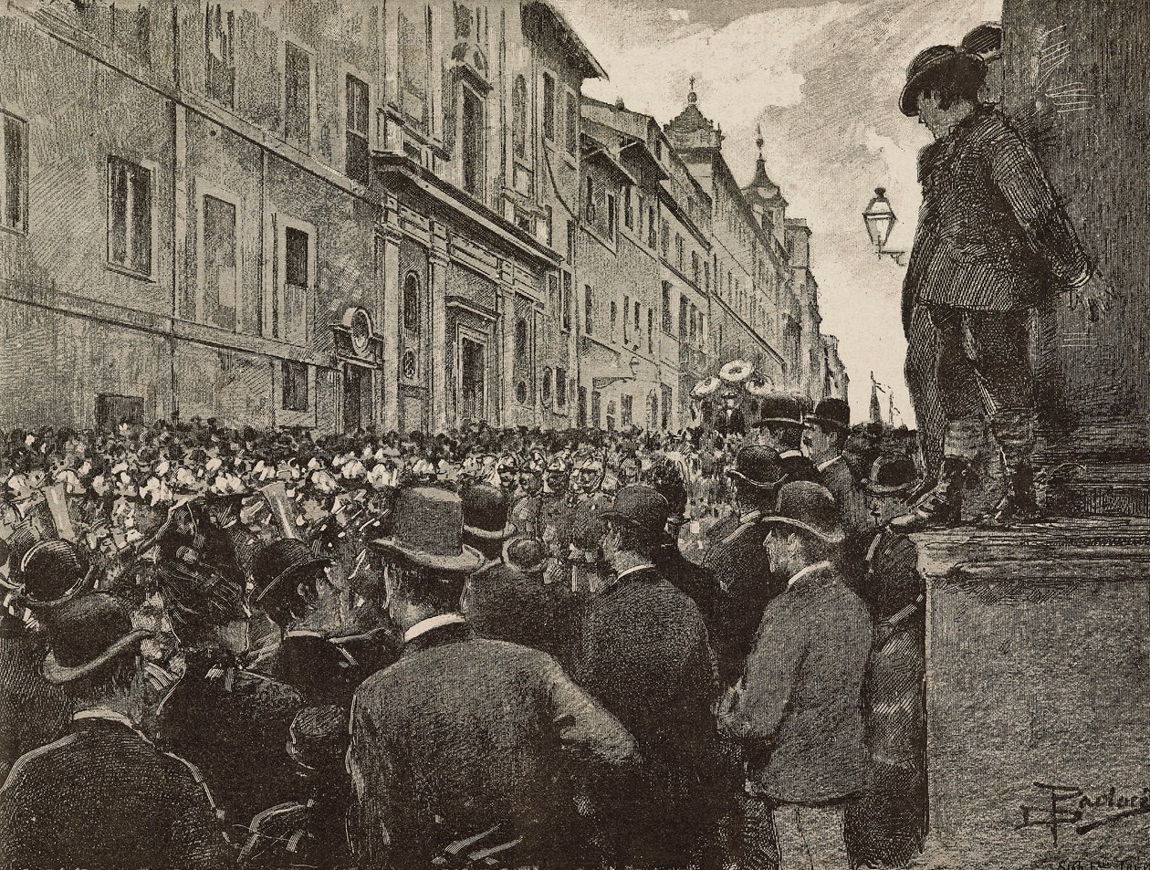 Agostino Bertani'nin (1812-1886) cenazesi, İtalyan vatansever ve politikacı, Roma, İtalya, Dante Paolocci'nin çizimi, L'Illustrazione Italiana'dan gravür, No 20, 16 Mayıs by Dante Paolocci