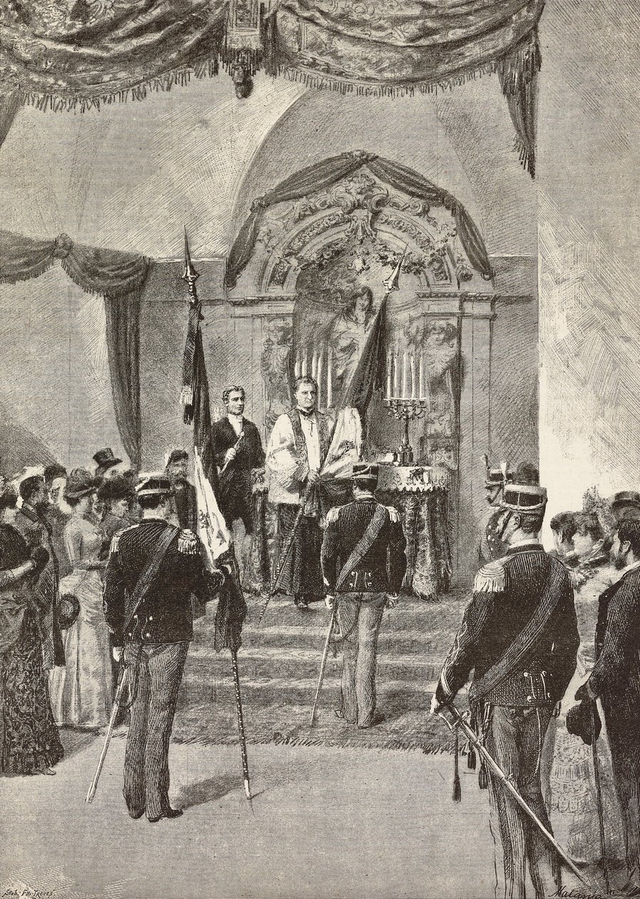 Askeri inceleme sırasında İtalyan Ordusunun bayraklarının kutsanması, 16 Mart by Dante Paolocci