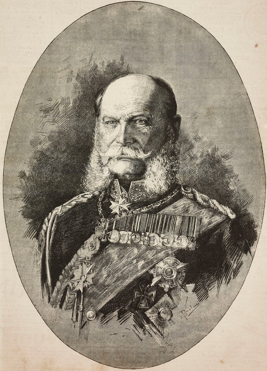 Almanya İmparatoru I. William (1797-1888), 1887'de, L'Illustrazione Italiana'dan Dante Paolocci'nin çiziminden gravür, No 13, 27 Mart by Dante Paolocci