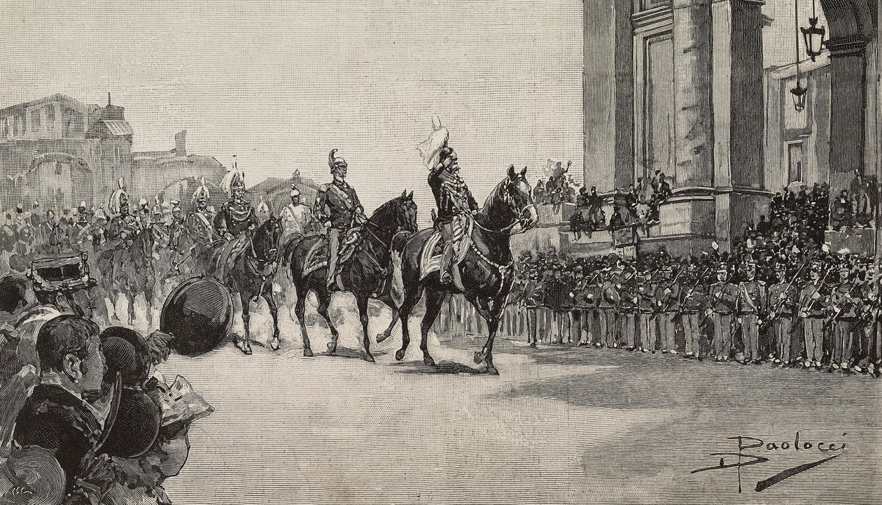 Kral Umberto I'in doğum günü için Makao'da Askeri Geçit Töreni, 14 Mart by Dante Paolocci