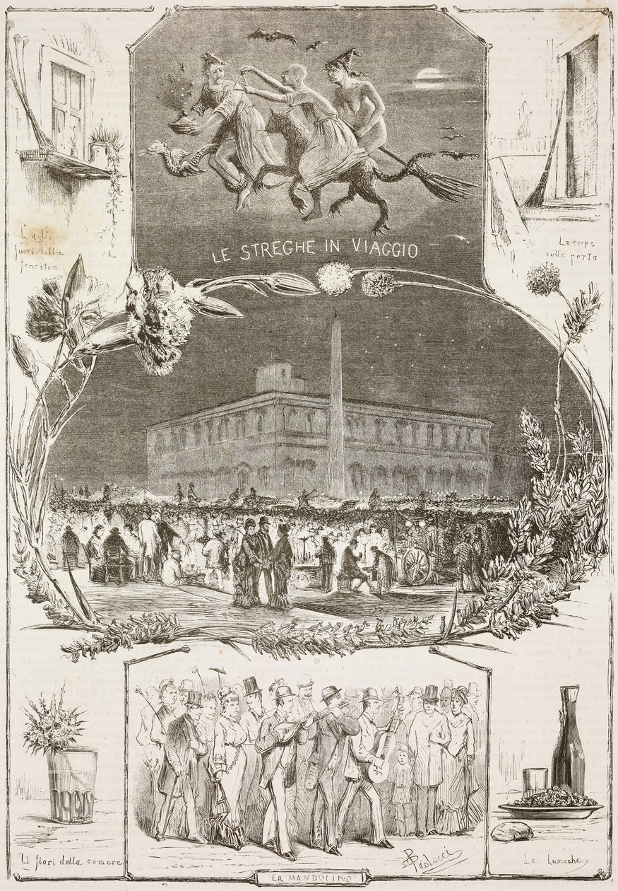 Aziz John'un gecesi, Roma, İtalya, L'Illustrazione Italiana'dan Dante Paolocci'nin çiziminden gravür, No 38, 16 Temmuz by Dante Paolocci