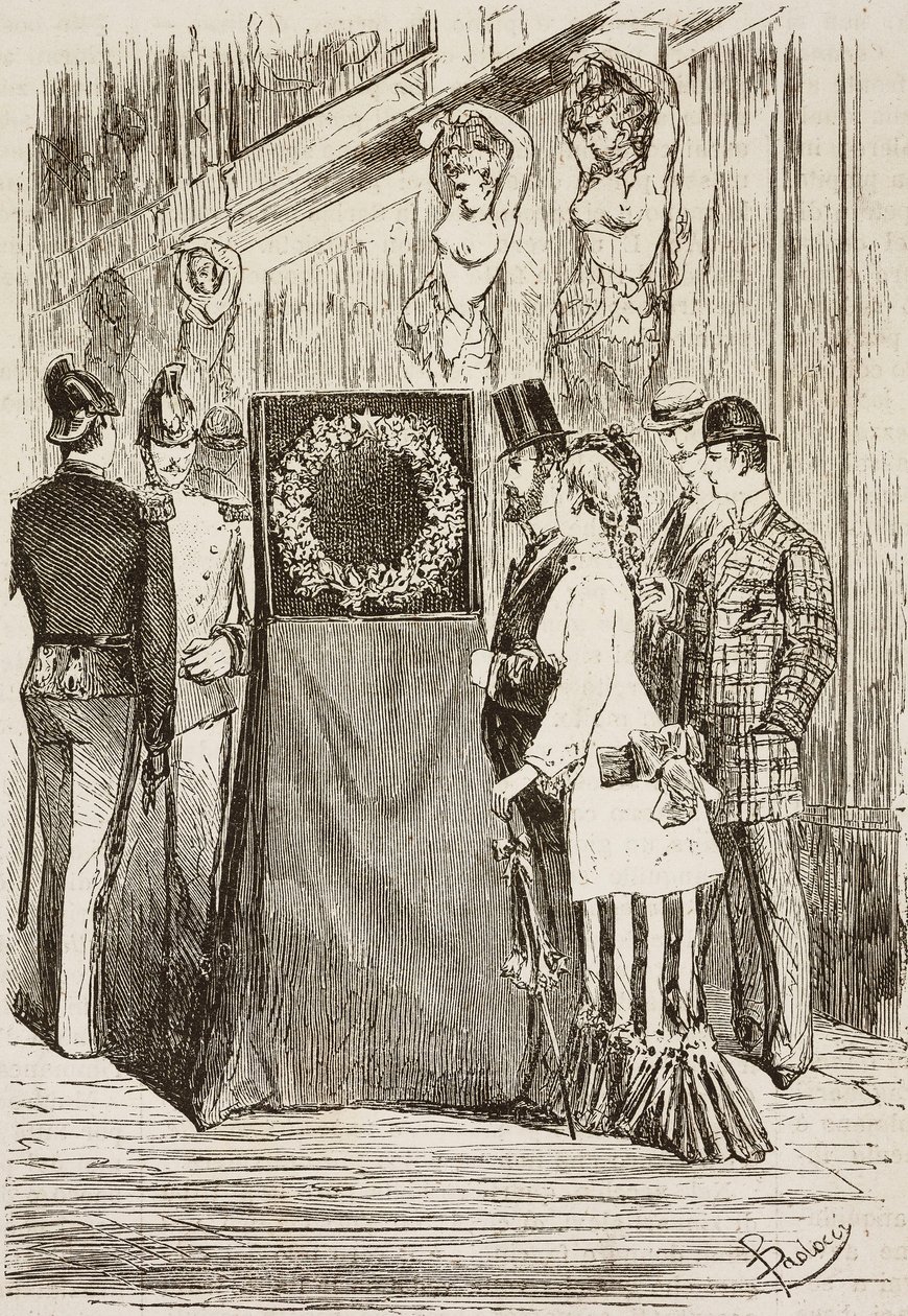 Charles Albert'e çelenk Capitoline tepesinde sergileniyor, Roma, İtalya, L'Illustrazione Italiana'dan Dante Paolocci'nin gravürü, No 41, 6 Ağustos by Dante Paolocci