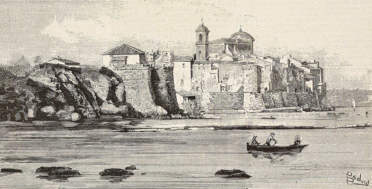 Neptün'ün görünümü, İtalya, L'Illustrazione Italiana'dan Dante Paolocci'nin çiziminden gravür, No 12, 23 Mart by Dante Paolocci