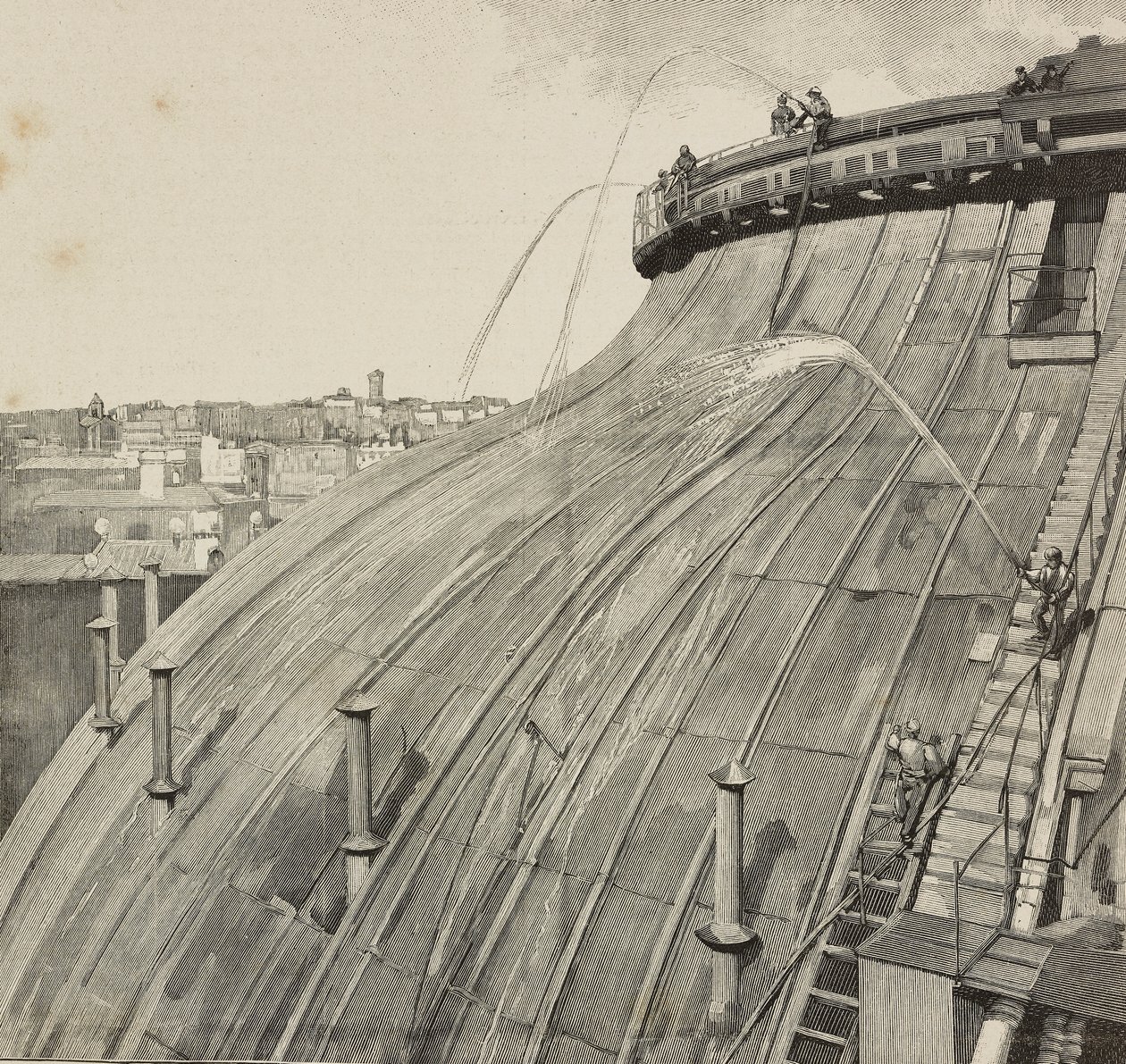Palazzo Montecitorio'nun yıkama kubbesi, Roma, İtalya, L'Illustrazione Italiana'dan Dante Paolocci'nin çizim sonrası gravürü, Yıl XX, No 29, Temmuz 16 by Dante Paolocci