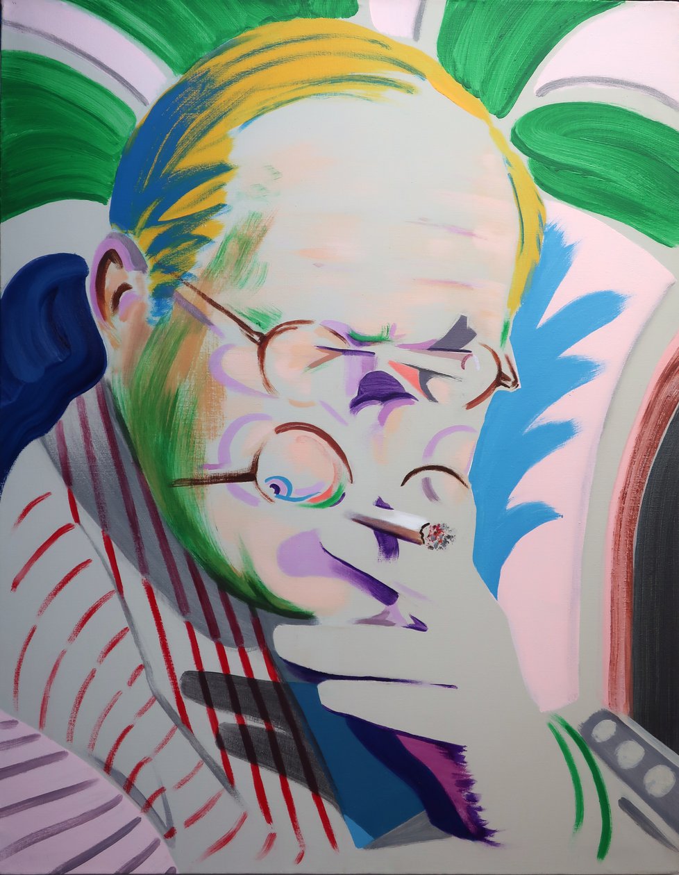 Hockney Nefes Alıyor, 2013 (tuval üzerine akrilik) by Darren Coffield