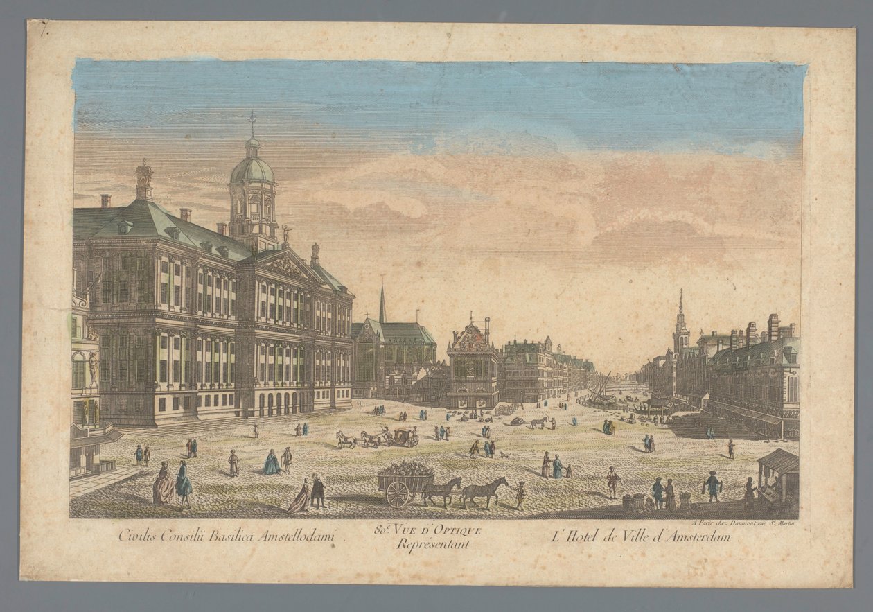 Amsterdam Civilis Consilu Bazilikası Amstellodami / So.e Vue D'Optique Temsilcisi L'Hotel de Ville d'Amsterdam'daki Dam Meydanı'ndaki belediye binasının görünümü (nesnedeki başlık) by Daumont
