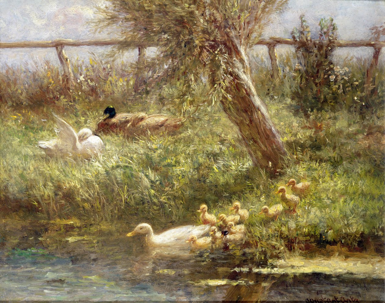 Ördekler ve ördek yavrusu by David Adolph Constant Artz