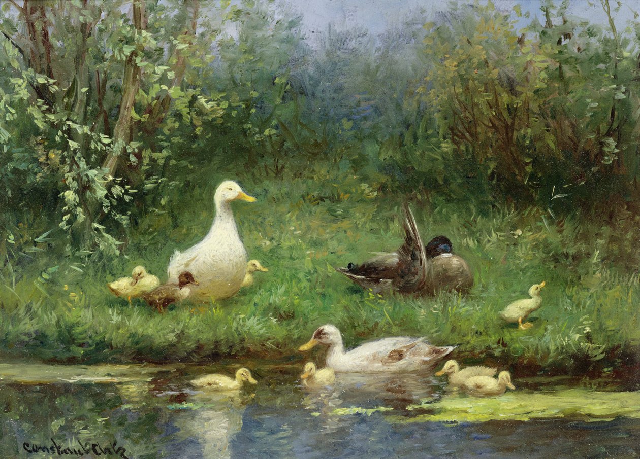 Bir nehir kıyısında ördekler by David Adolph Constant Artz