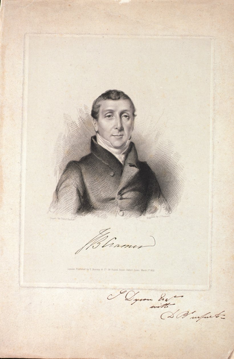 Johann Baptist Cramer (1771-1858), J. Thomson tarafından oyulmuş, 1826 by David Barber