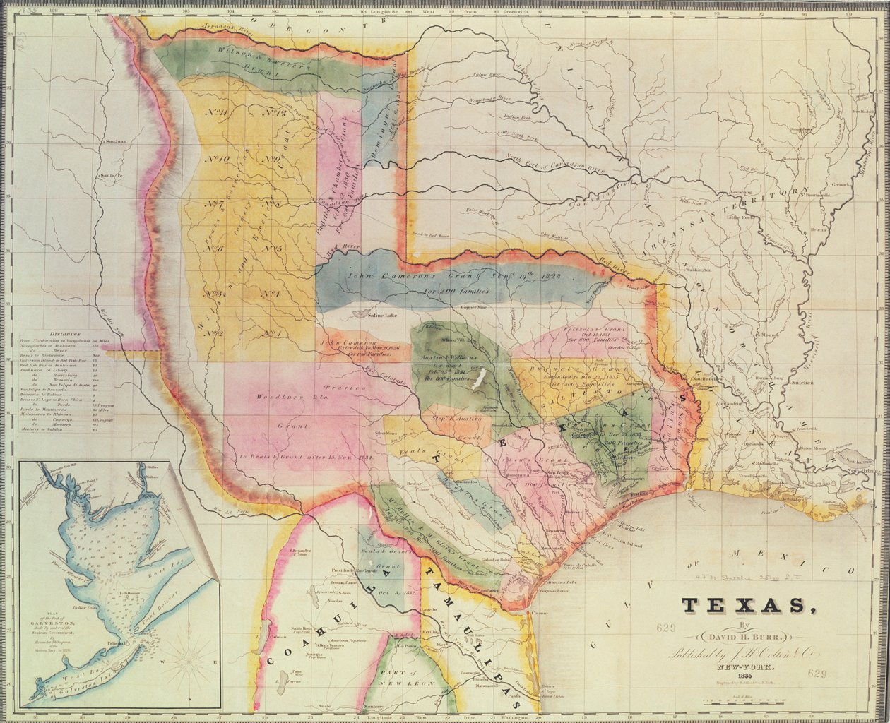 Teksas eyaletinin haritası, 1835 by David Burr