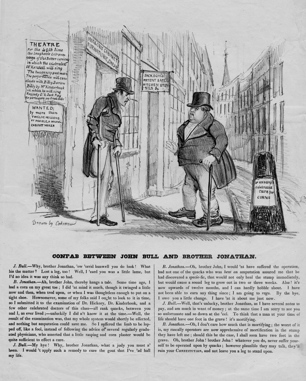 John Bull ve Birader Jonathan arasındaki Confab, c.1836 by David Claypoole Johnston