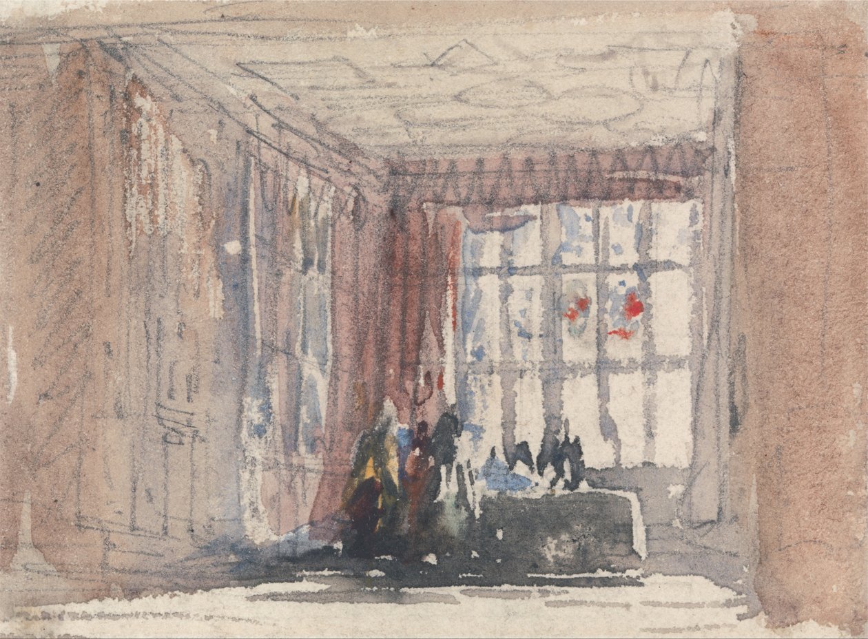 Rakamlarla Tudor Odası, Muhtemelen Hardwick Salonu veya Haddon Salonu by David Cox