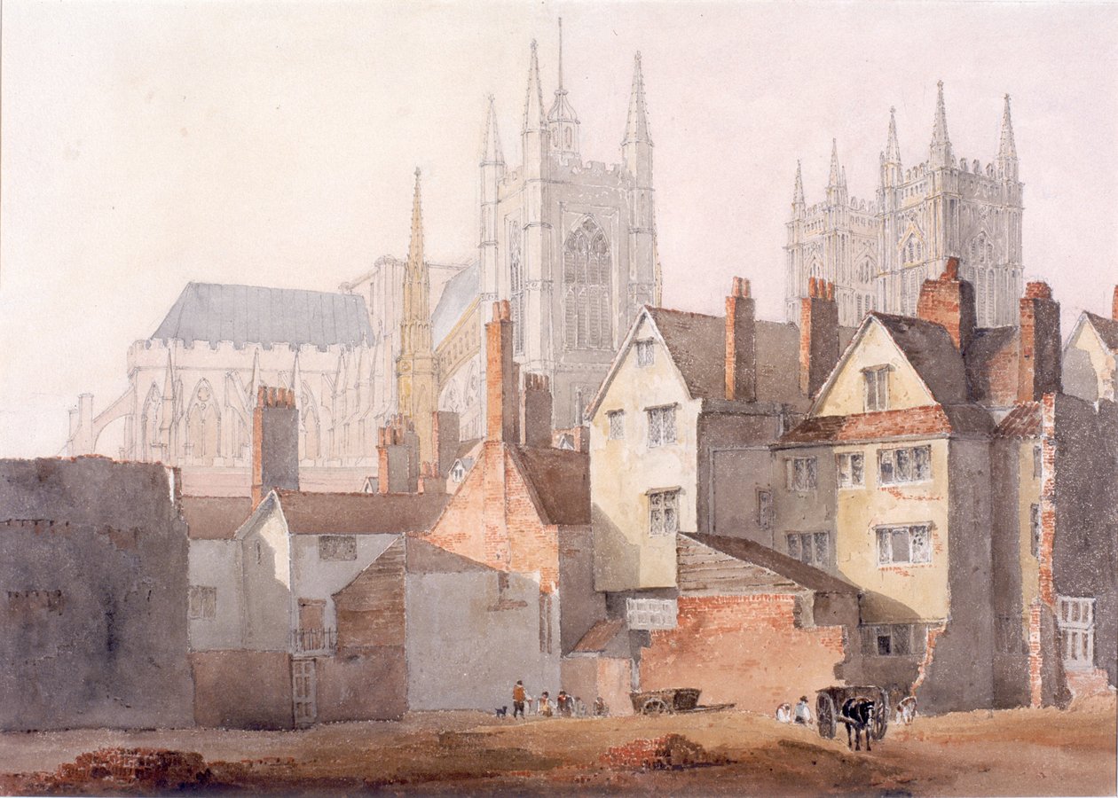 Eski Westminster, 1811 (dokuma kağıt üzerinde kurşun kalem ve tuvalet) by David Cox