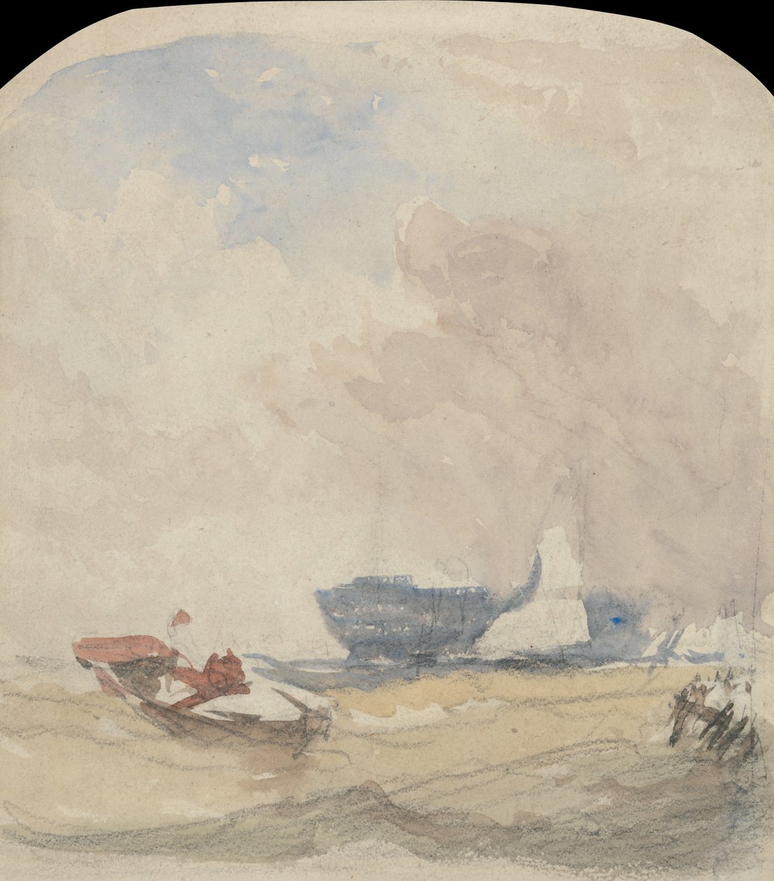 Hulk, Yelkenli ve Kürekli Tekne ile Deniz Etüdü by David Cox